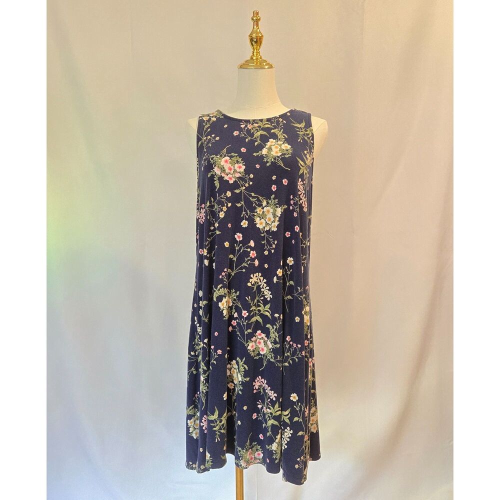 Blue Floral Sleeveless Dress
